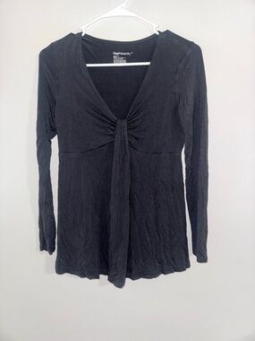 Gap Maternity Gray V-Neck Knot Front Long Sleeve Tunic Top Size S